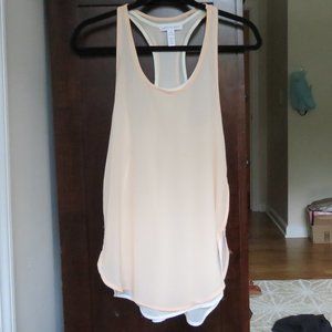 Ambiance Apparel Sheer Double Layer Tank in Peach